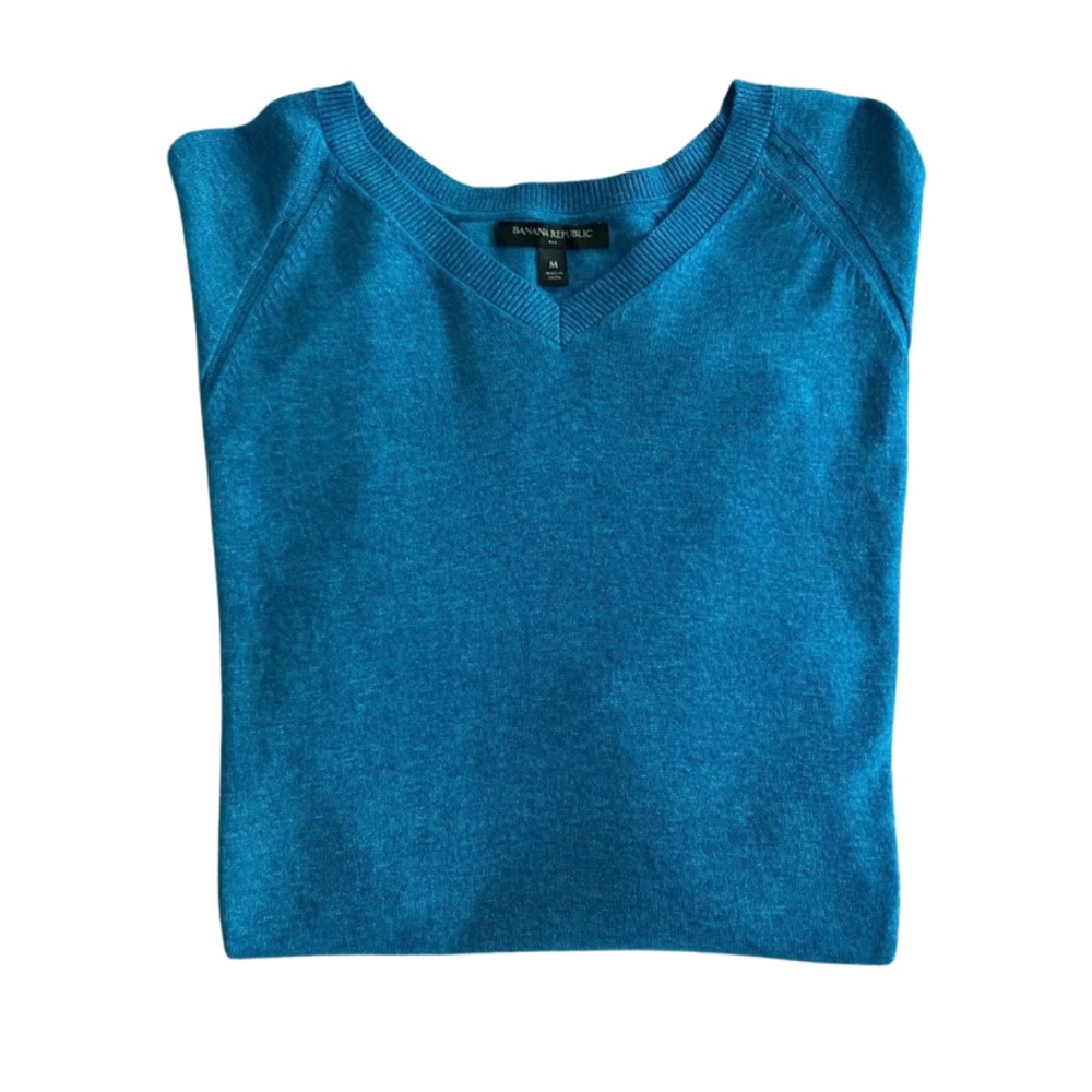 Banana Republic | Blue Heathered V-neck Sweater